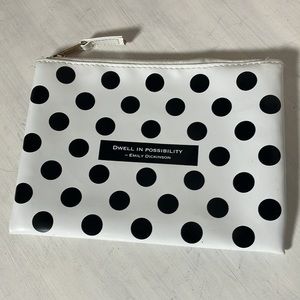 vinyl pencil/ makeup/ travel case Black and White polka dot small
